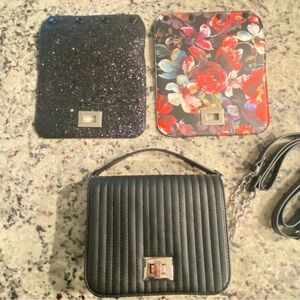 Cynthia Rowley New York Mix & Mingle Bag Set Floral & Black & Glitter in Box